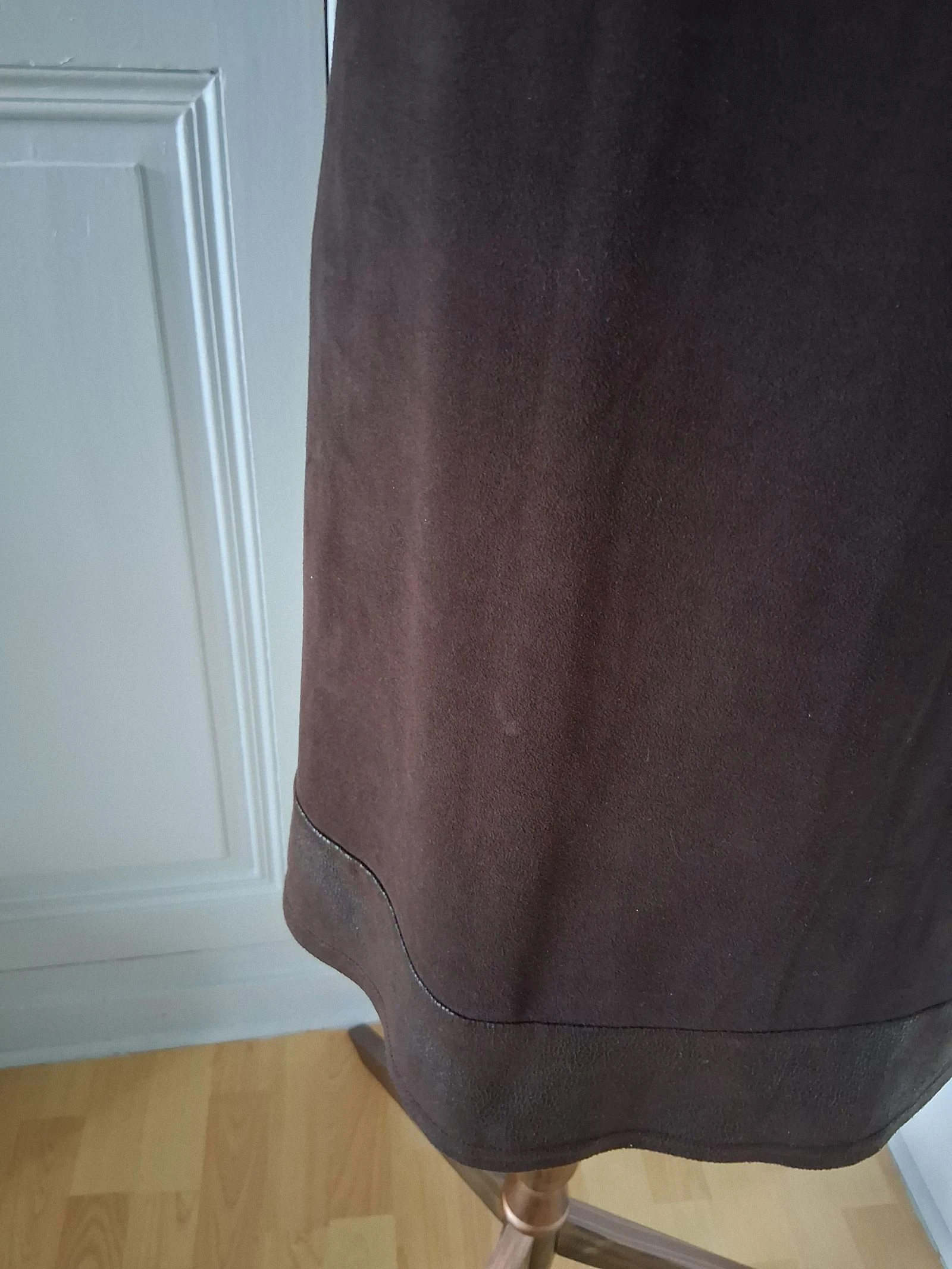 Vestido Chasuble Marrón Chocolate - Aspecto de gamuza y cuero - Talla L – photo 8